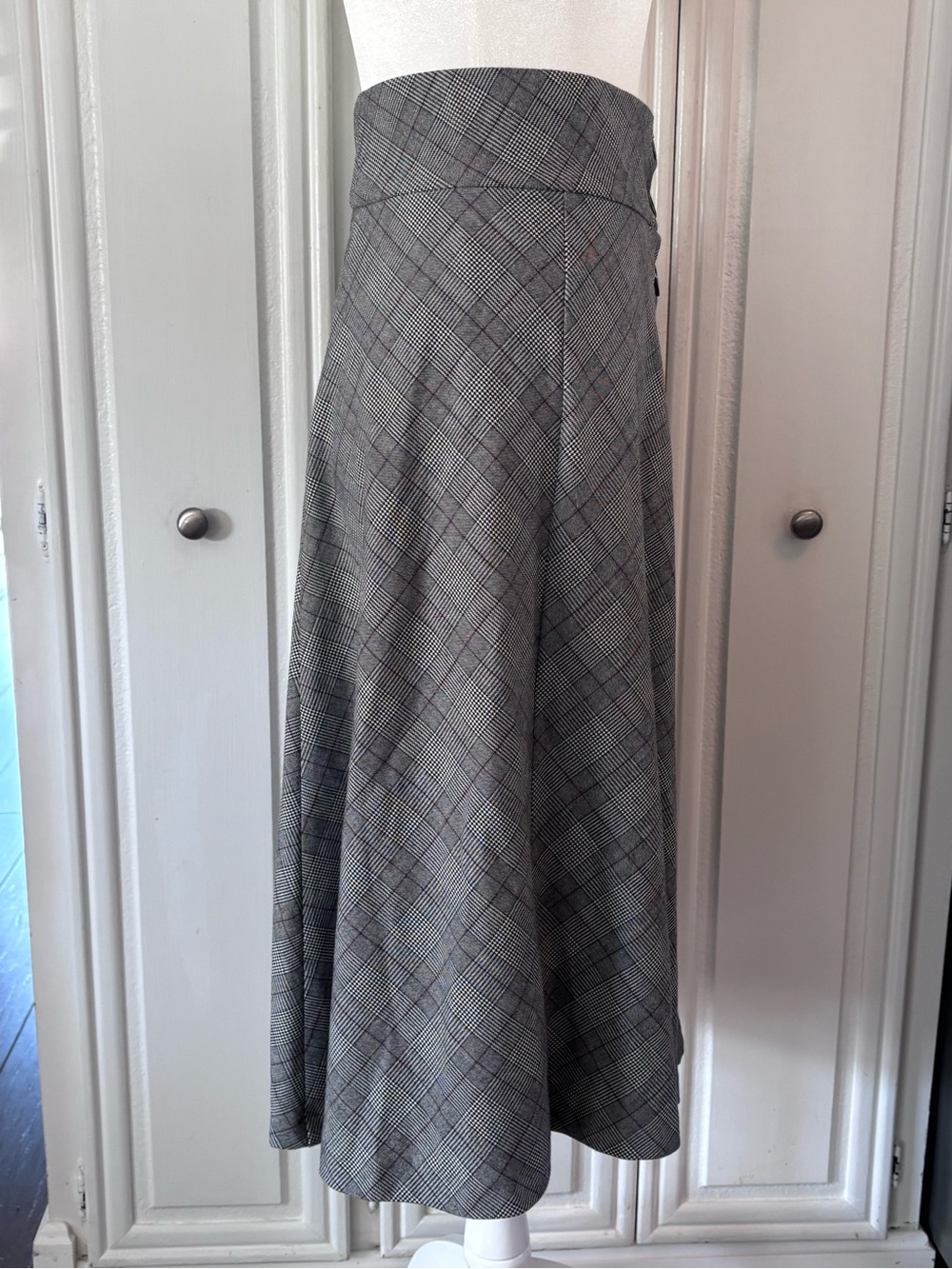 Zara Trafaluc Grey Plaid A-Line Skirt with Front Buttons sz S - Picture 5 of 12